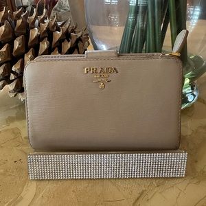 Tan Prada Wallet, Saffiano Leather